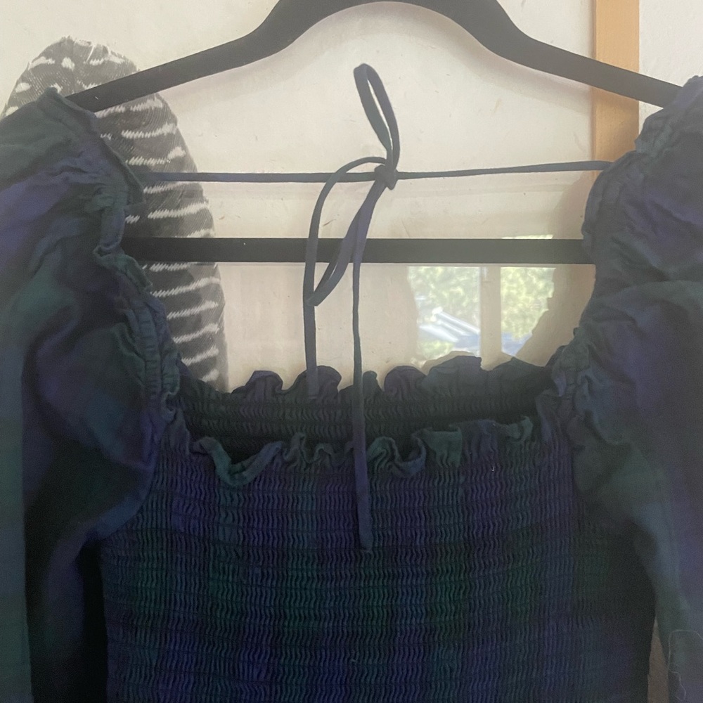 Hill House Home Long Sleeved Nap Dress - navy and green plaid - Picture 4 of 10